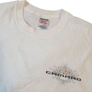 Chevrolet Camaro White Graphic Racing T-Shirt High Cotton Size Large‎